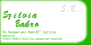 szilvia bakro business card